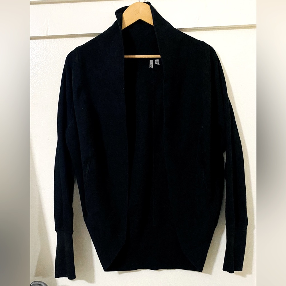 Caslon womens black cocoon style sweatshirt soft knit L open front - Picture 1 of 4